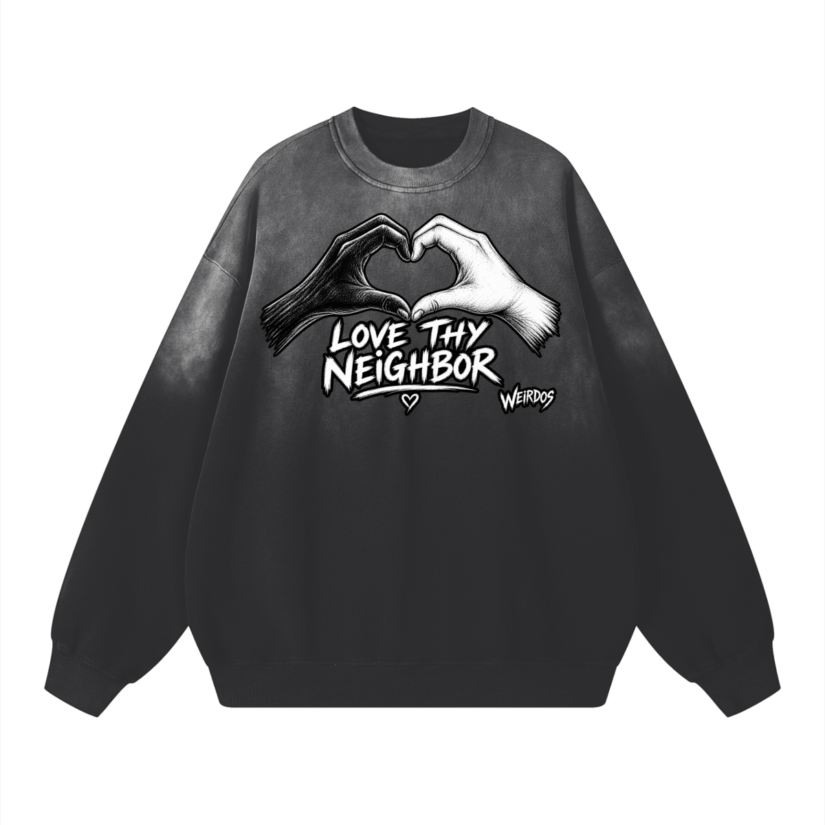 Love Thy Neighbor Sunfade Drop-Shoulder Cotton Sweatshirt