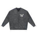 Vintage Washed Fleece Baseball Jacket