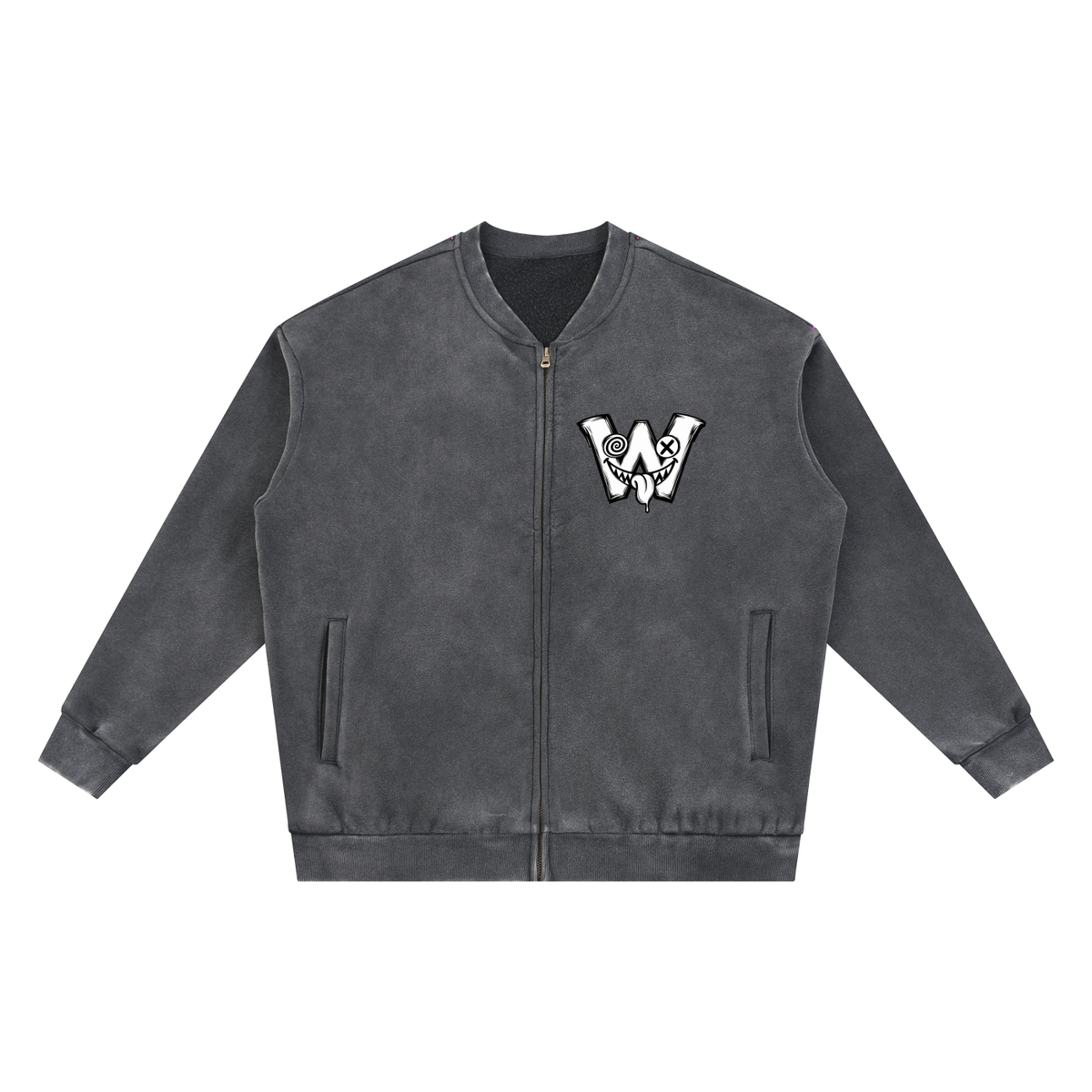 Vintage Washed Fleece Baseball Jacket