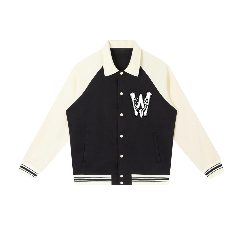 Contrast Raglan Sleeve Baseball Jacket