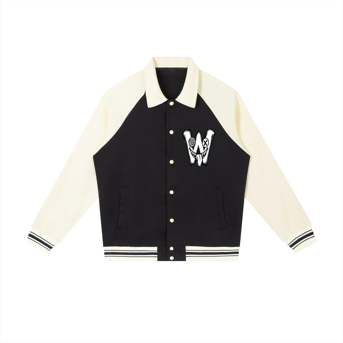 Contrast Raglan Sleeve Baseball Jacket