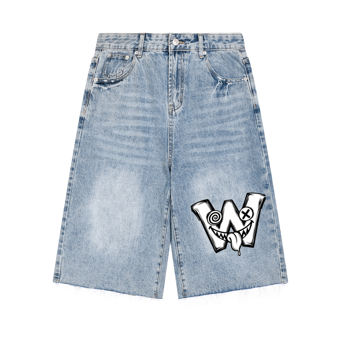 Weirdos Blue Men’s Vintage Wide Leg Denim Shorts